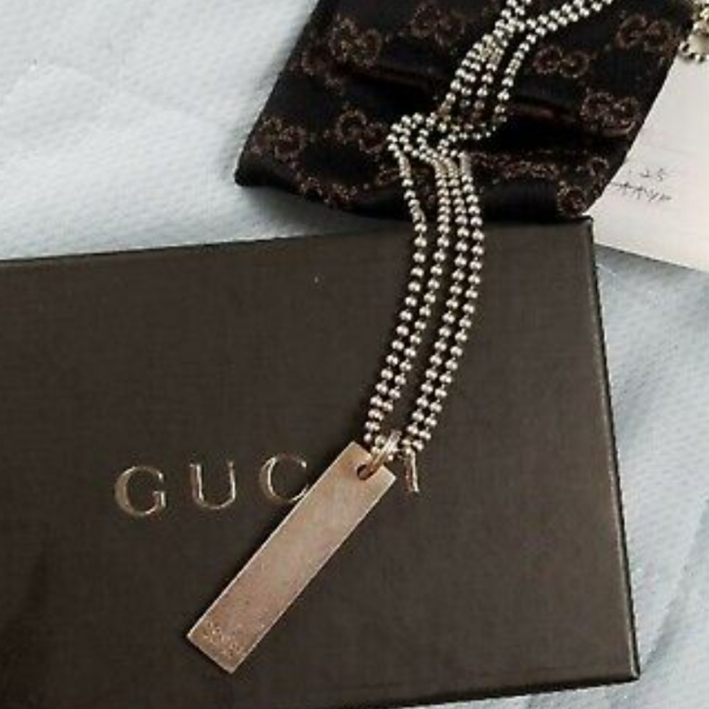 RARE GUCCI STATEMENT BAR NECKLACE STERLING SILVER 925